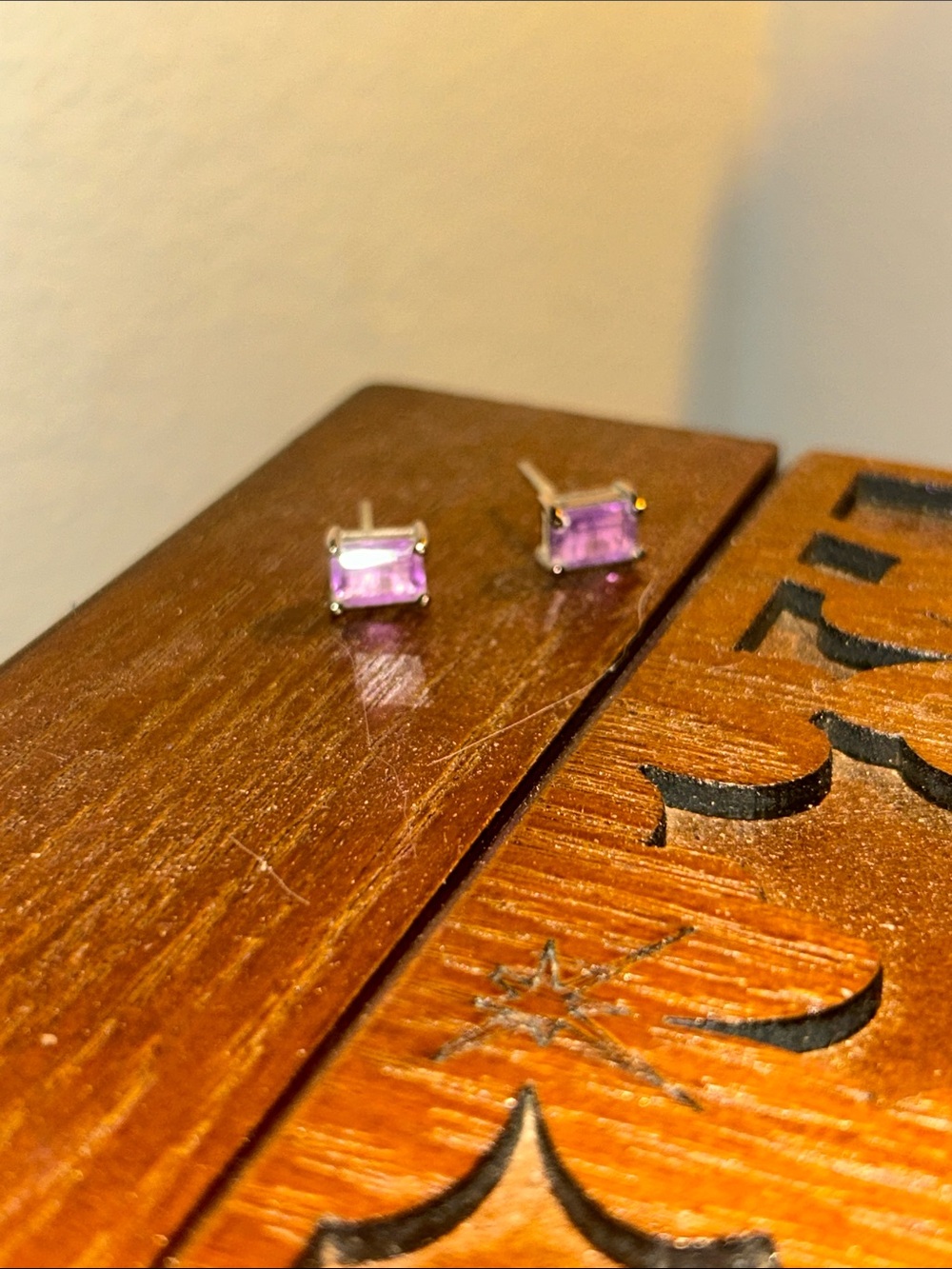 Amethyst Square Gem Stud Earrings - Women Jewelry
